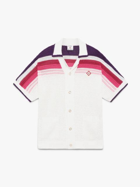 White Stripe Short Sleeve Polo Shirt | Casablanca Paris