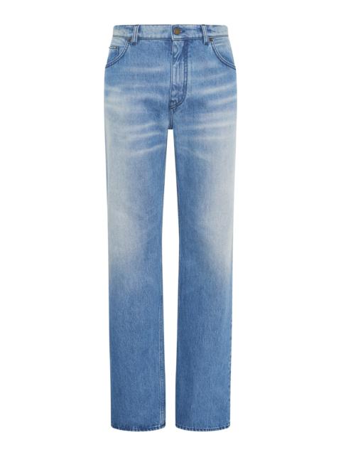 Rey Straight-leg Five Pocket Pant in Uruguayan Blue Recycled Cotton Denim