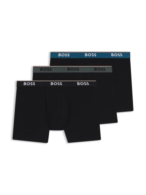 THREE-PACK OF STRETCH-COTTON BOXER BRIEFS WITH LOGOS