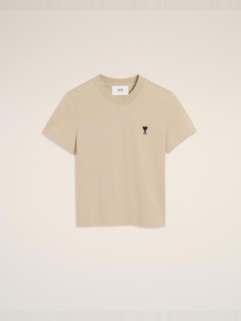 BEIGE COTTON CROPPED AMI DE COEUR T-SHIRT