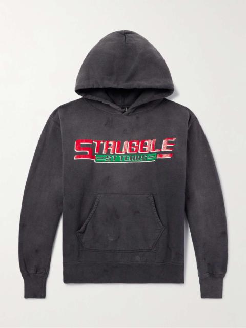 + Denim Tears Distressed Printed Cotton-Jersey Hoodie