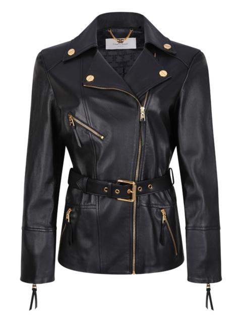 belted leather jacket
