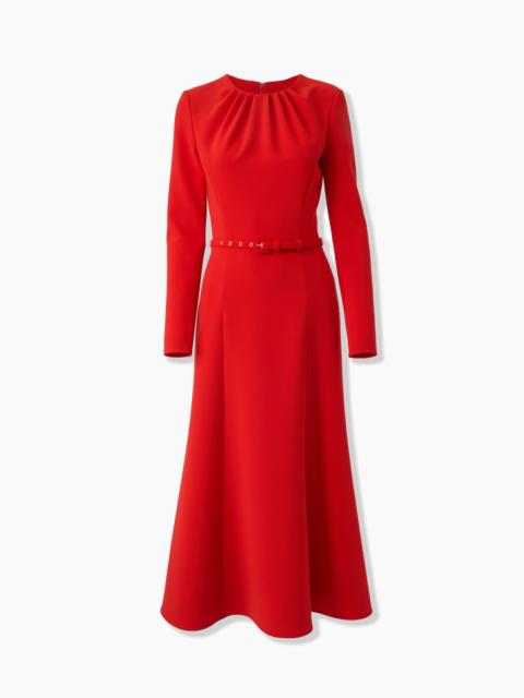 Gathered Midi Dress with Belt