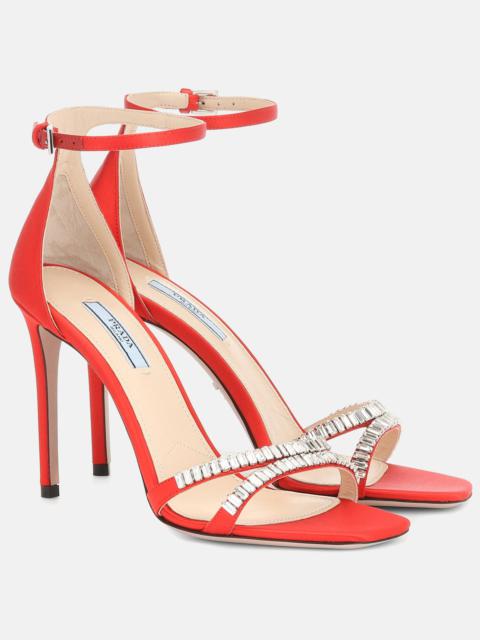 Embellished satin sandals