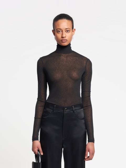 Mesh-Jersey Turtleneck Top