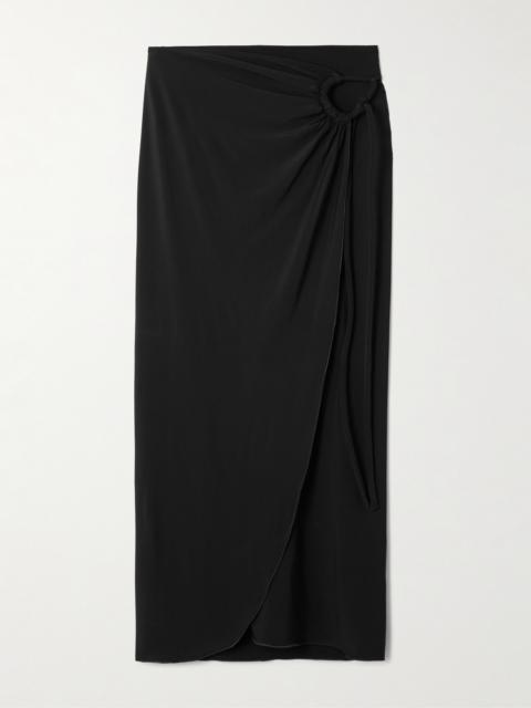 Gathered Jersey Wrap-effect Maxi Skirt