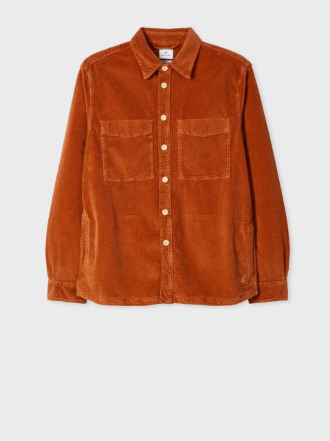 Rust Corduroy Patch-Pocket Overshirt