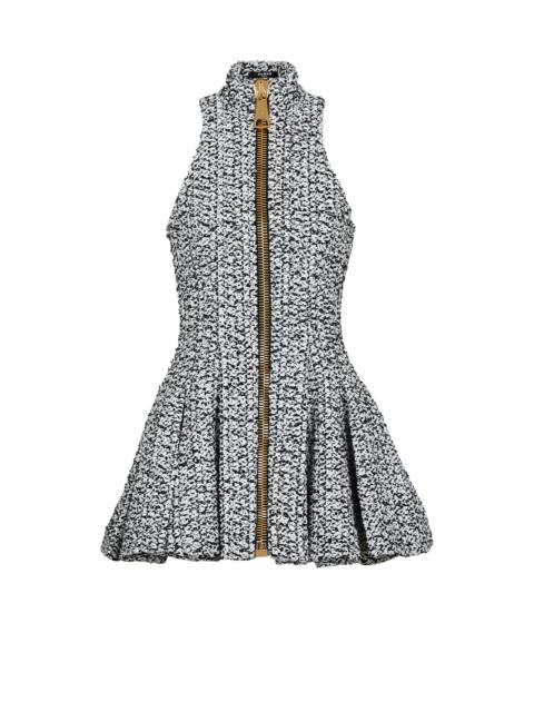 Sleeveless flared tweed dress