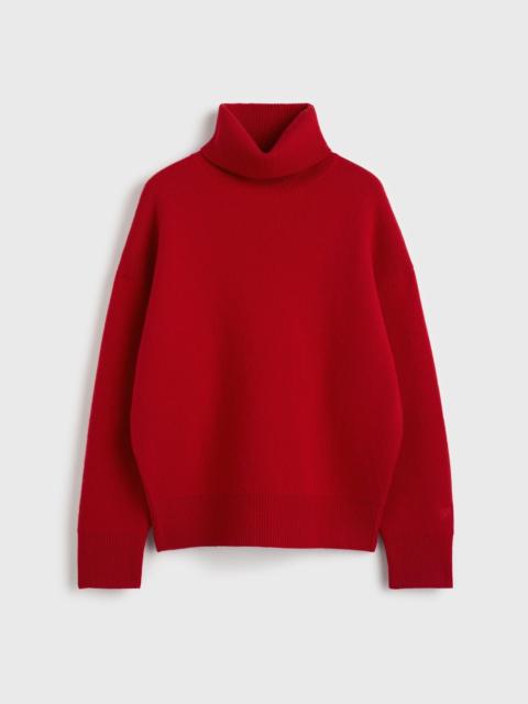Double-knit turtleneck poppy