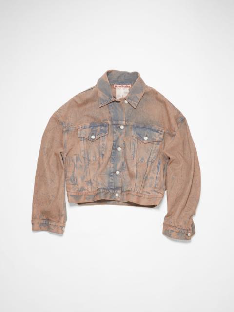 Denim jacket - Relaxed cropped fit - Light pink/grey