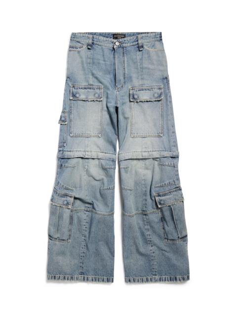 Women's Flared Cargo Pants in Blue