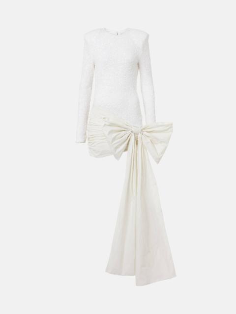 Bridal bow-detail sequined minidress