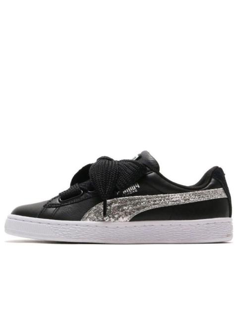 (WMNS) PUMA Basket Heart 'Black Silver Glitter' 364078-03