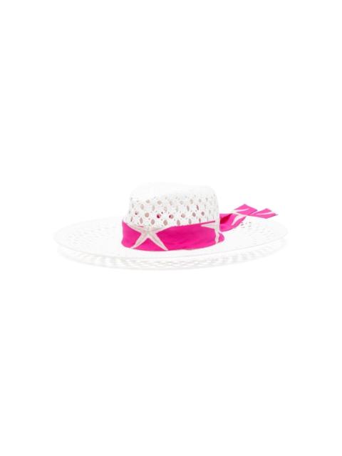 scarf-detailed wide-brim sun hat
