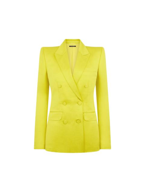 WASHED COTTON SILK BLEND DUCHESSE DOUBLE BREASTED JACKET