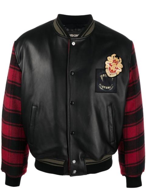 plaid-sleeves bomber jacket