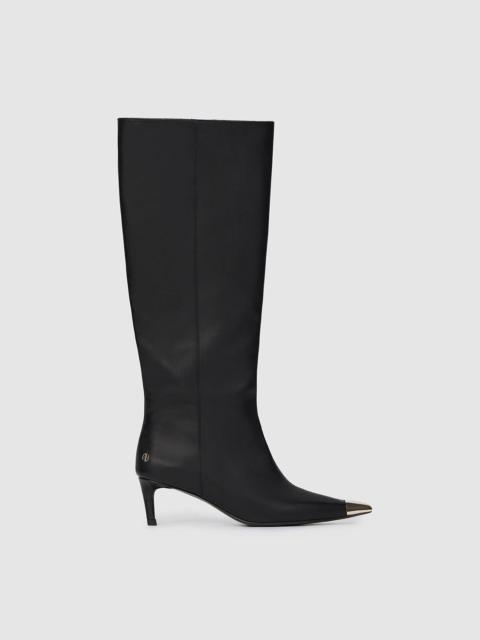 Tall Nina Boots With Metal Toe Cap - Black