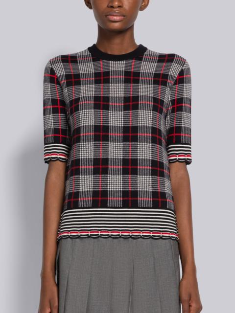 Hairline Check Merino Scalloped Tee