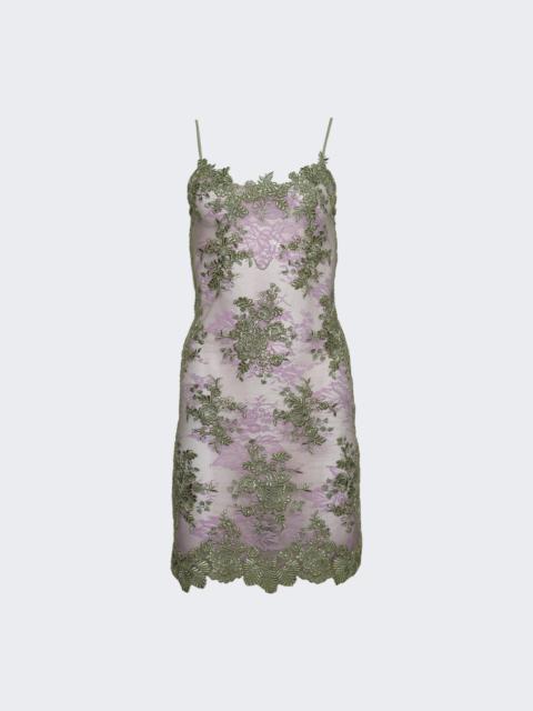 Double Layer Lace Slip Dress Green