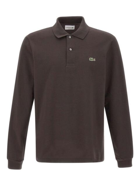 long-sleeve ribbed-collar polo shirt