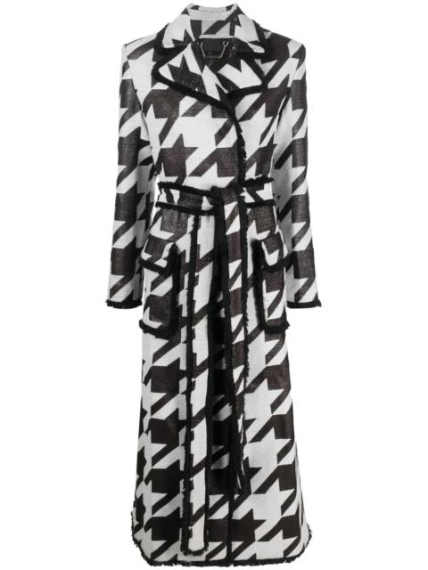 houndstooth-print belted coat