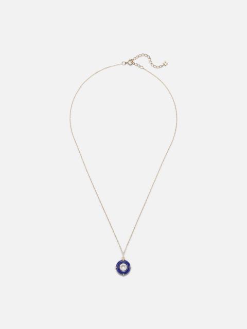 14kt gold pendant necklace with lapis lazuli and diamonds