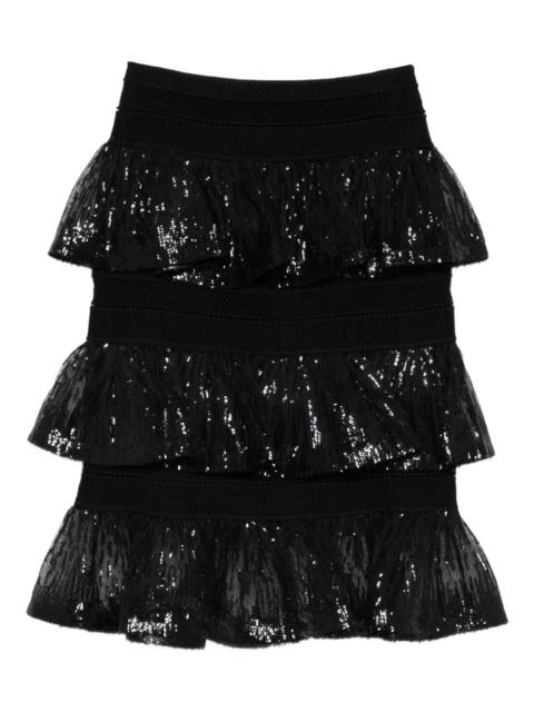 sequin ruffled midi skirt