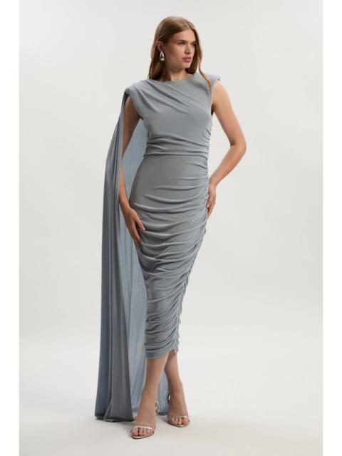 Premium Slinky Crepe Scarf Detail Maxi Dress