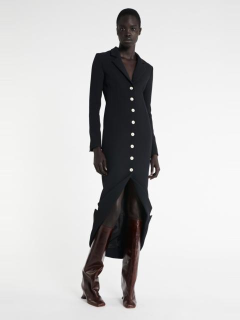 TAILORED SHIRT DRESS WITH JACKET COLLAR AT HEM BLACK