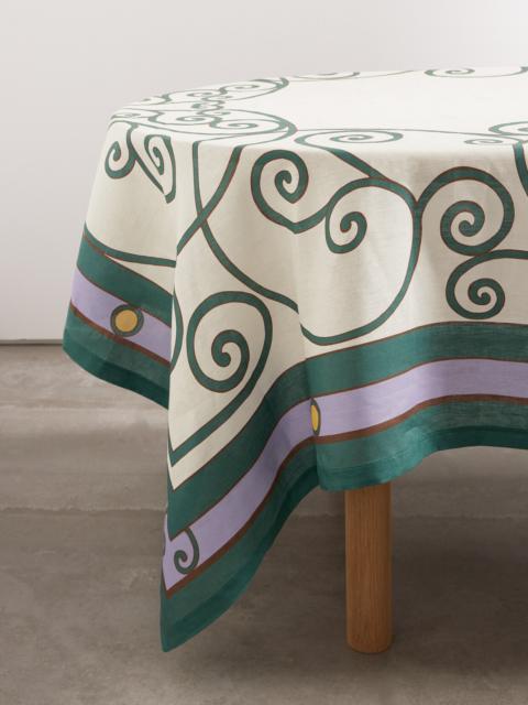 Large Printed Linen Tablecloth