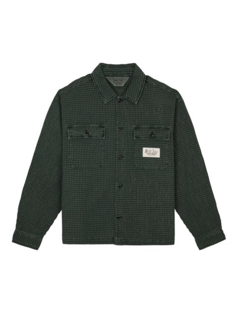 Waffle Button Front Shirt - Dark Green