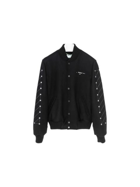OFF-WHITE Embroidered Unfinished Arrows Varsity Jacket Black
