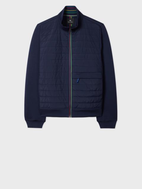 Navy Quilted Mixed Media Jacket