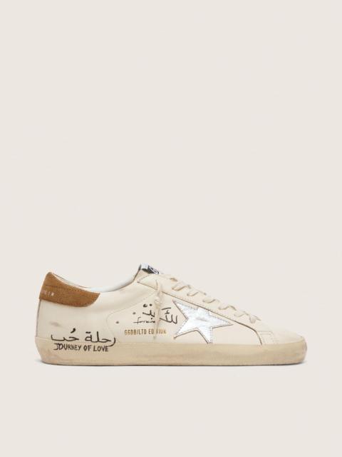 Men’s Super-Star in nappa with metallic silver star and all-over lettering