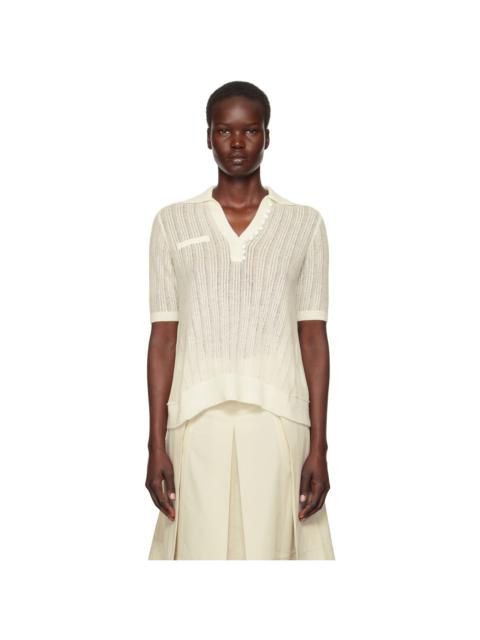 Off-White Airy Open Cable Short Sleeve Polo
