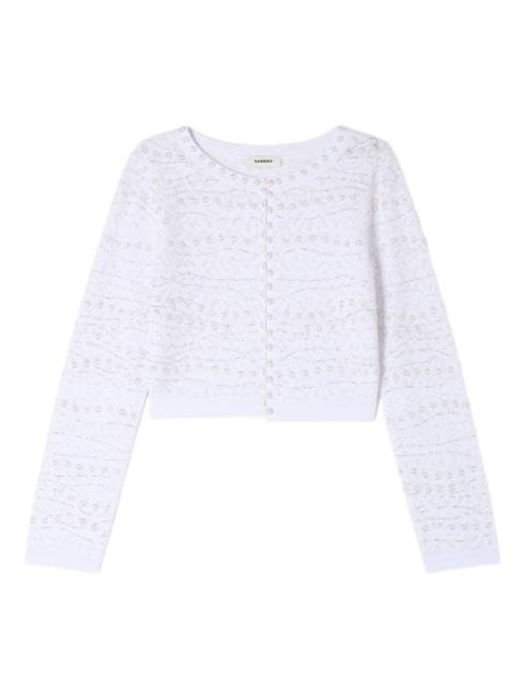 floral-embellished knit cardigan