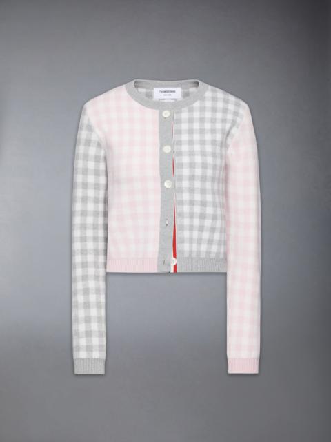 FUNMIX GINGHAM CHECK JACQUARD MERINO WOOL CARDIGAN