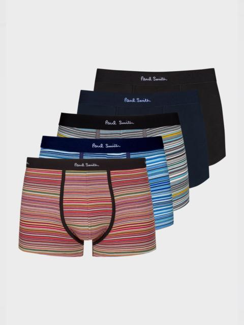 'Signature Stripe' and Plain Boxer Briefs Five Pack