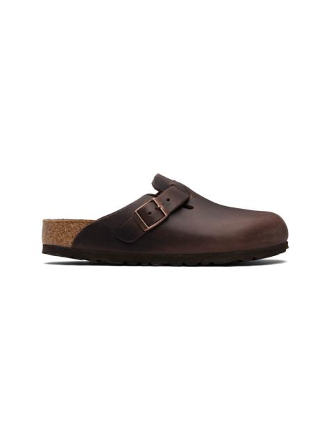 Brown Regular Boston Oiled Leather Slip-on Loafers