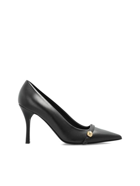 100mm leather heeled pumps