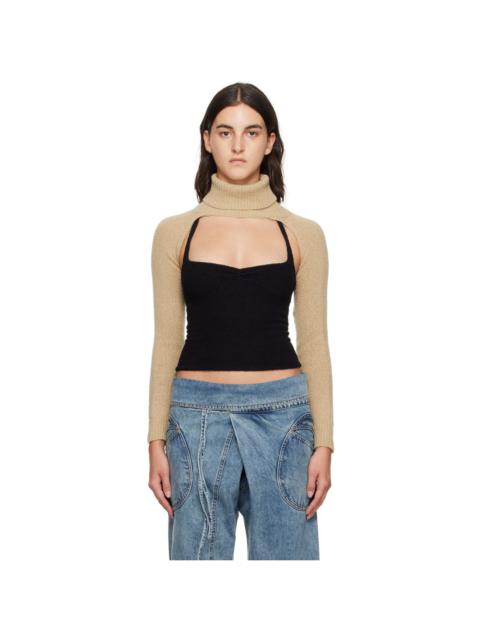 Beige Pop Mangas Turtleneck