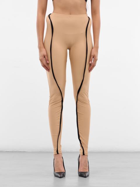 Beige Hip Padding Nylon  Leggings