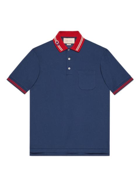 Gucci SS22 Cotton piquet polo shirt with Interlocking G 'Dark Ink Red' 658067-XJDI2-4714