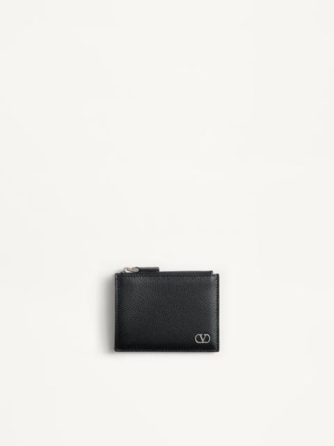 VLOGO SIGNATURE GRAINY CALFSKIN CARD HOLDER