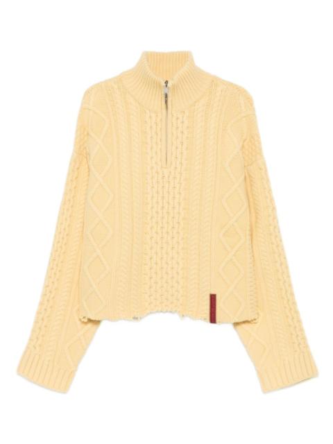 cable-knit half-zip sweater