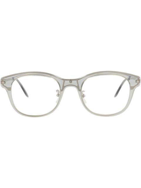 Alexander McQueen Round-Frame Acetate Optical Frames Grey Silver Transparent (AM0266O-30008681-002)