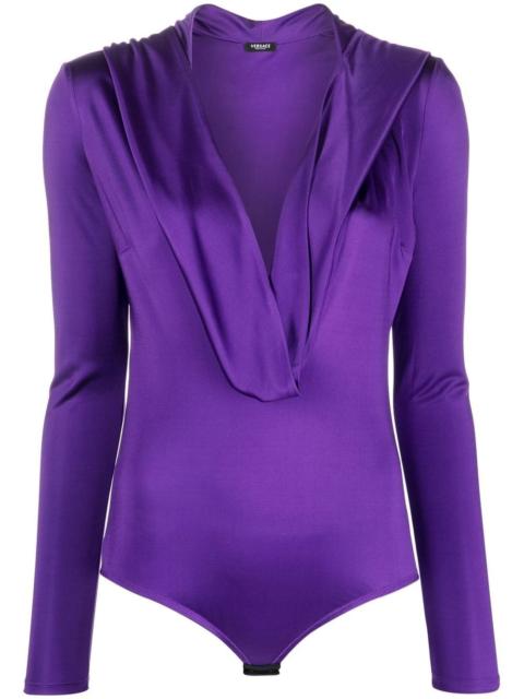 hooded cowl-neck bodysuit