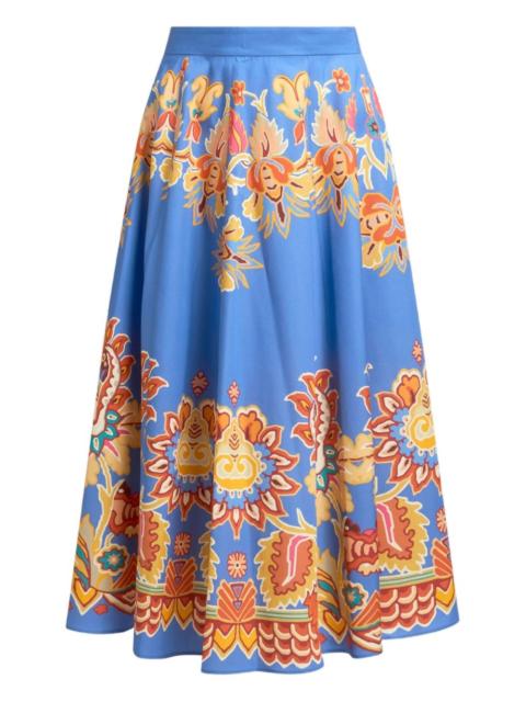 printed poplin midi skirt