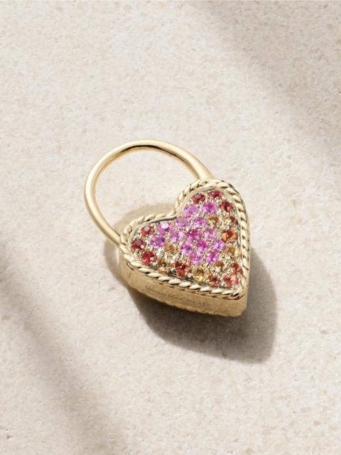 Créole Cadenas Coeur 9-karat Gold Sapphire Single Earring