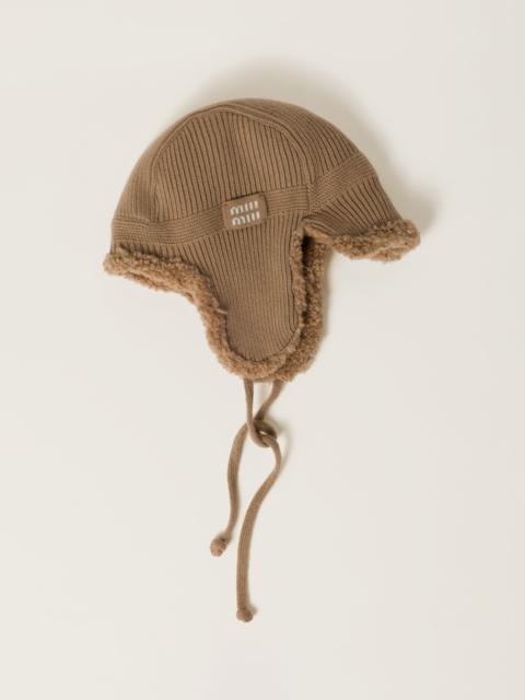 Wool, cashmere and shearling trapper hat